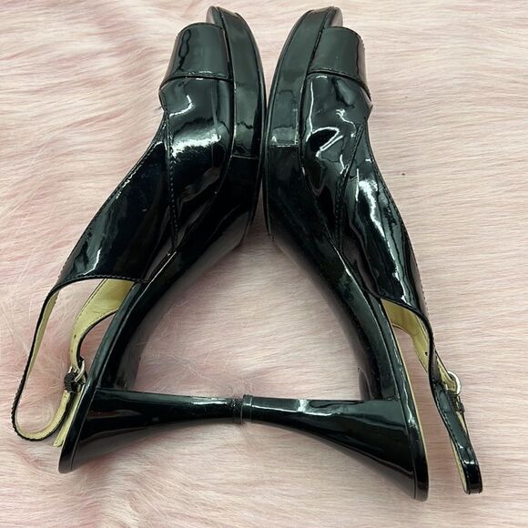 Nine West Kalner black patent open toe heels - Picture 5 of 7